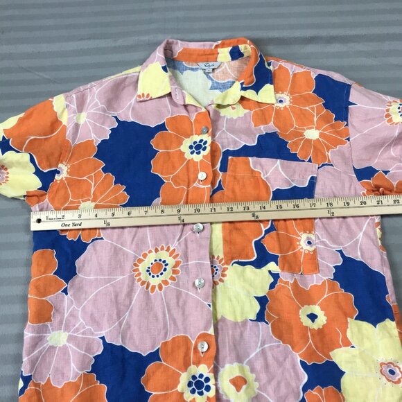 Rails Shirt Mens Small Linen Mackinley Flower Power Floral Hawaiian Button Up - Picture 5 of 7